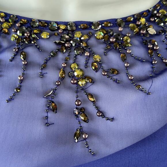 š„NWT ($120) Adrianna Papell Beaded Bishop Sleeve Sheer Chiffon Feminine Blouse - Picture 7 of 16